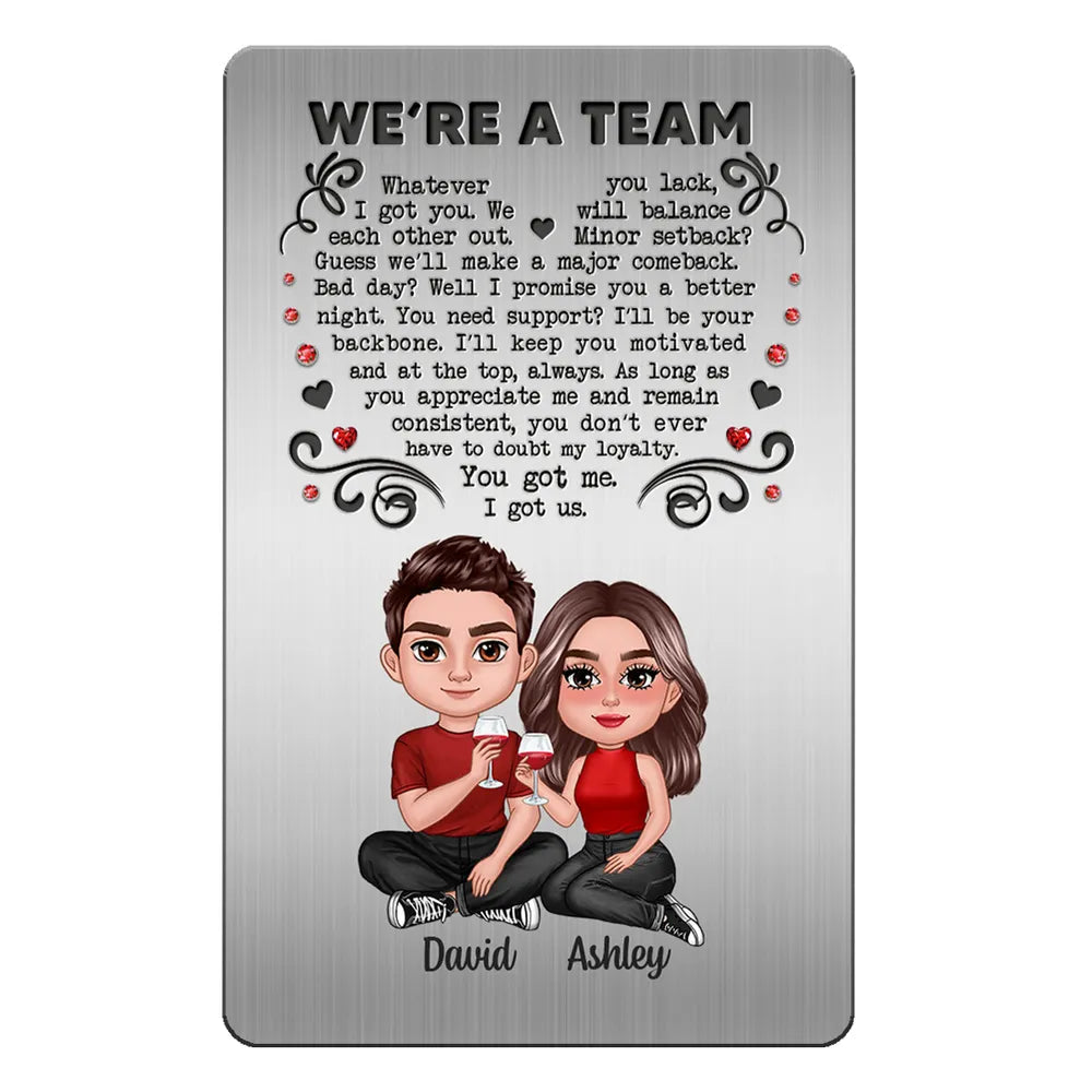 We‘re A Team Couple Personalized Metal Wallet Card