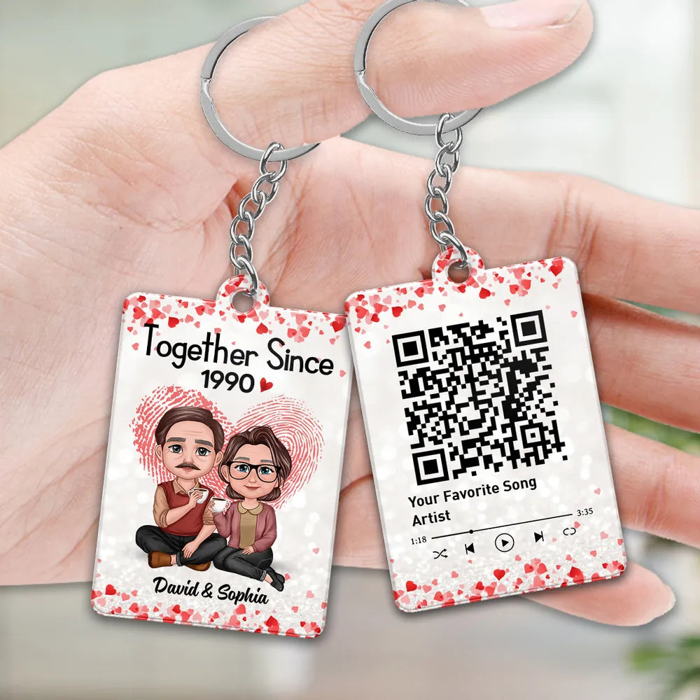 Bitmoji QR Scannable Couple Keychain