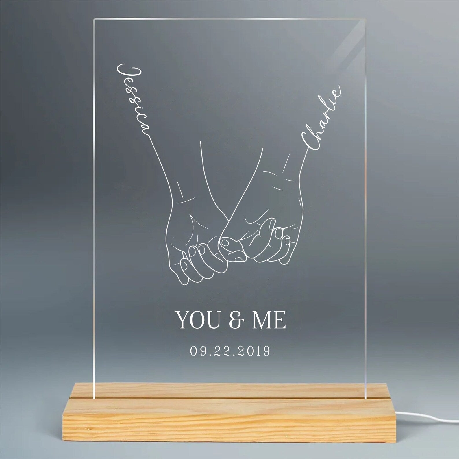 Personalized Couples Hand In Hand LED Lamp