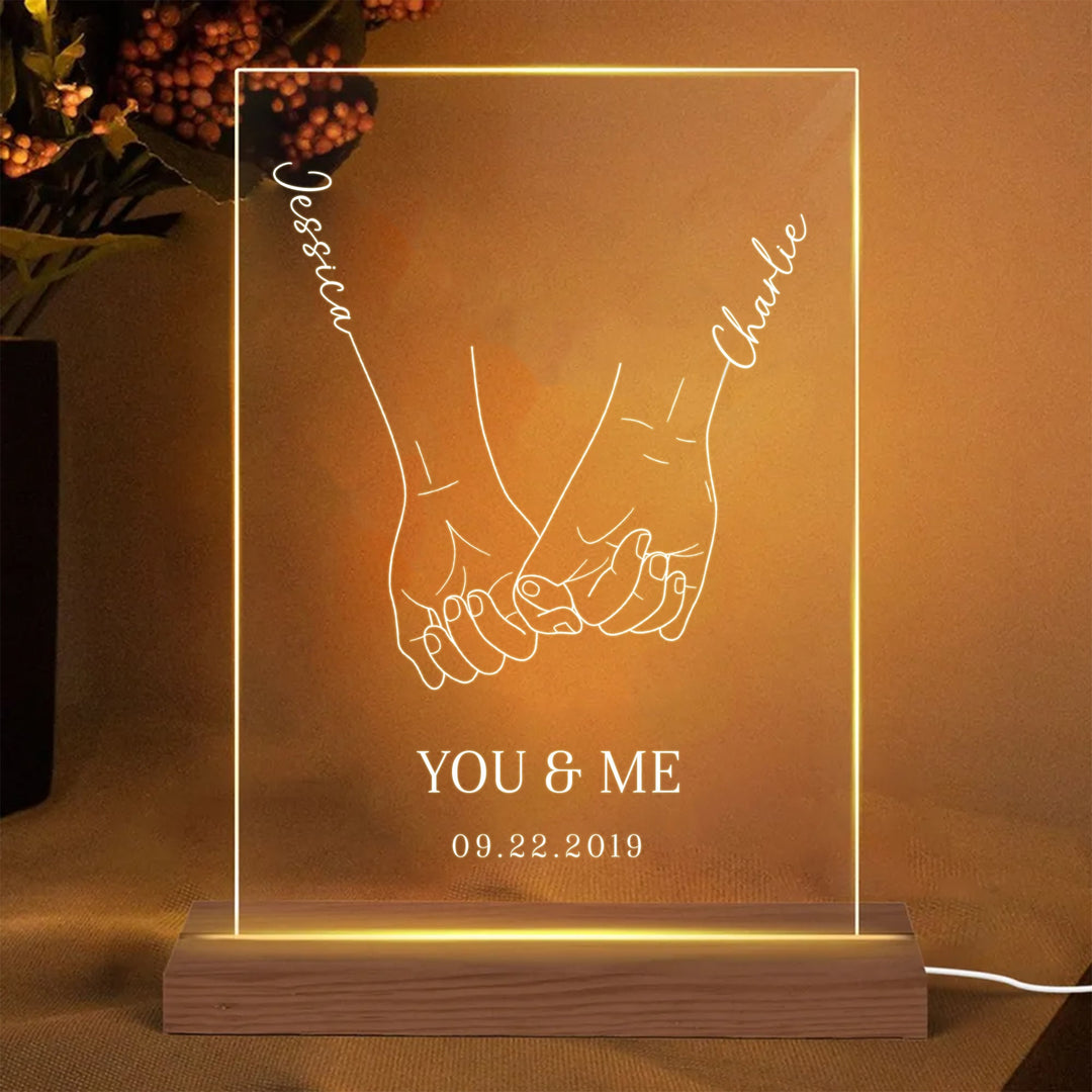 Personalized Couples Hand In Hand LED Lamp