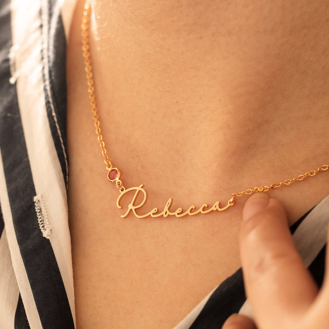 The Birthstone Signature Name  Necklace