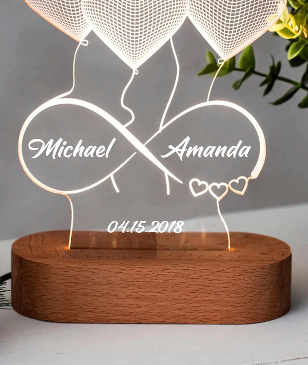 Personalised Infinity 3D Illusion Lamp With Name