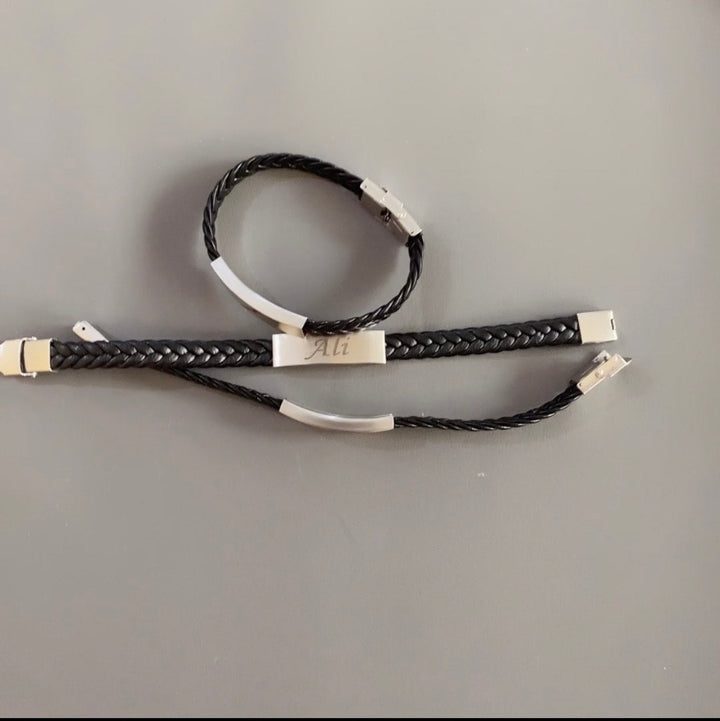 Italian Leather Stainless Steel Bracelet