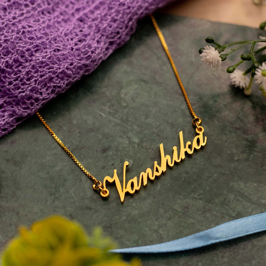 Simple Style Name Necklace - Gold