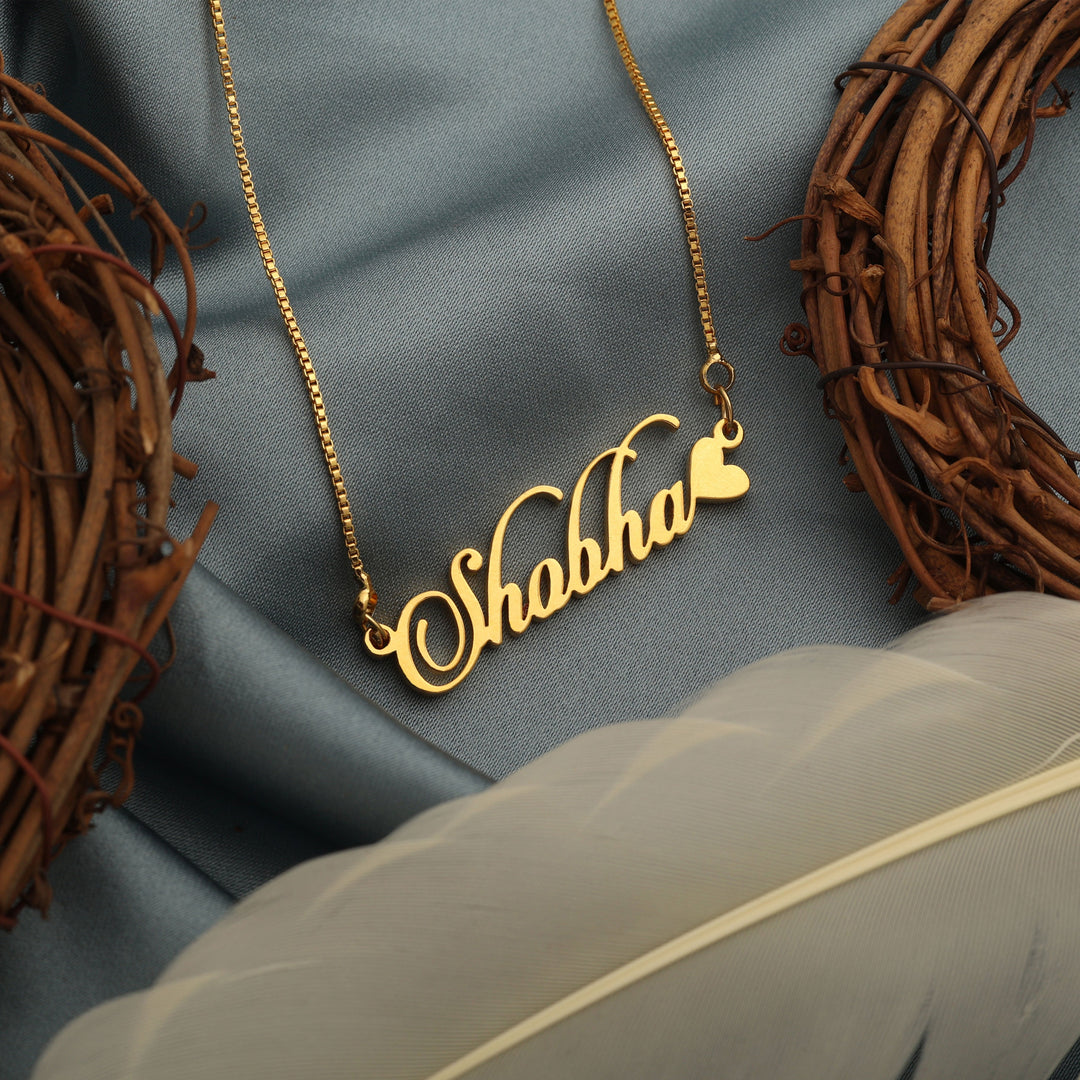 Candlescript Heart Style Name Necklace - Gold