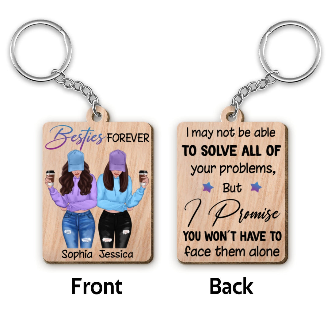 To My Besties Personalized Wooden Keychain