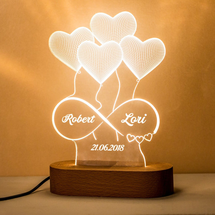 Personalised Infinity 3D Illusion Lamp With Name