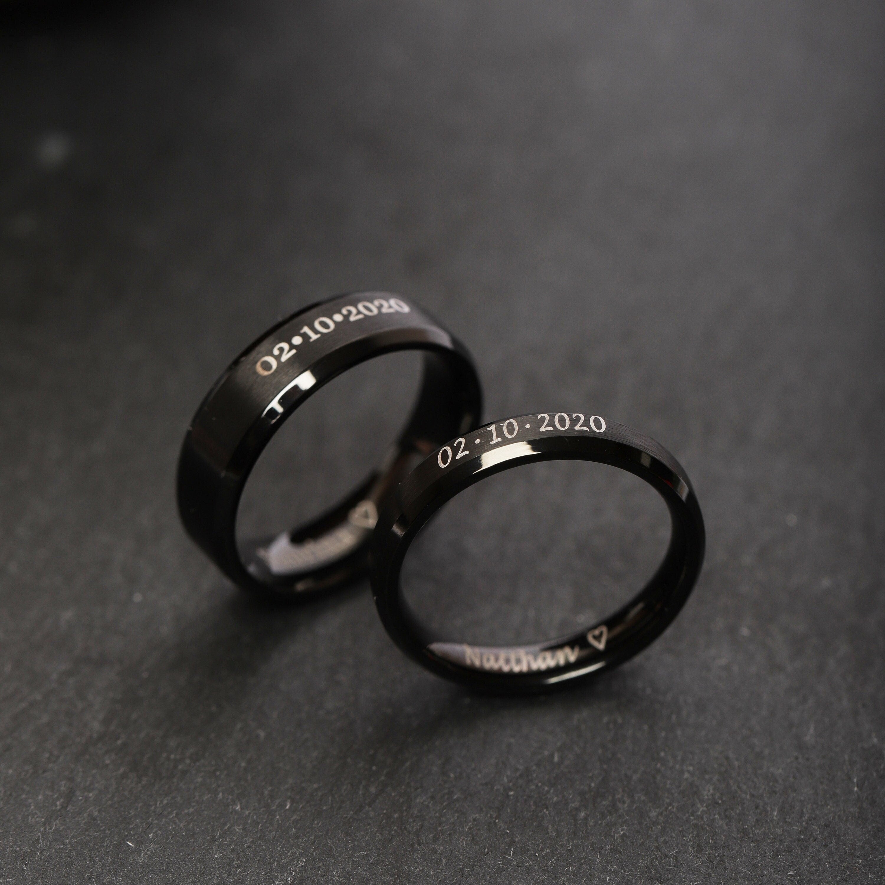 Black Inlay Titanium Couple Ring - Zoey - Zoey Philippines