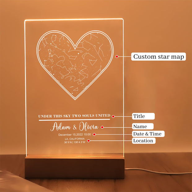 THE STAR HEART MAP Personalized LAMP