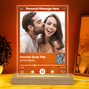 Couple Photo Custom Message Scannable QR Code Personalized With LED Night Light