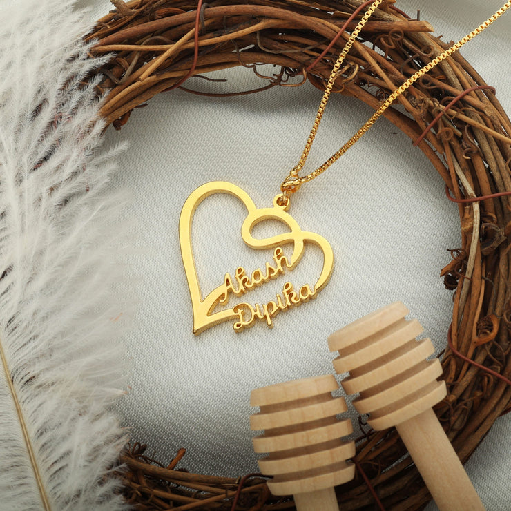 Special Love Style Couple Name Necklace - Gold